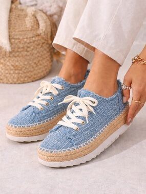 Antonio Melani Denim Espadrille Sneakers Size 9.5 Platform